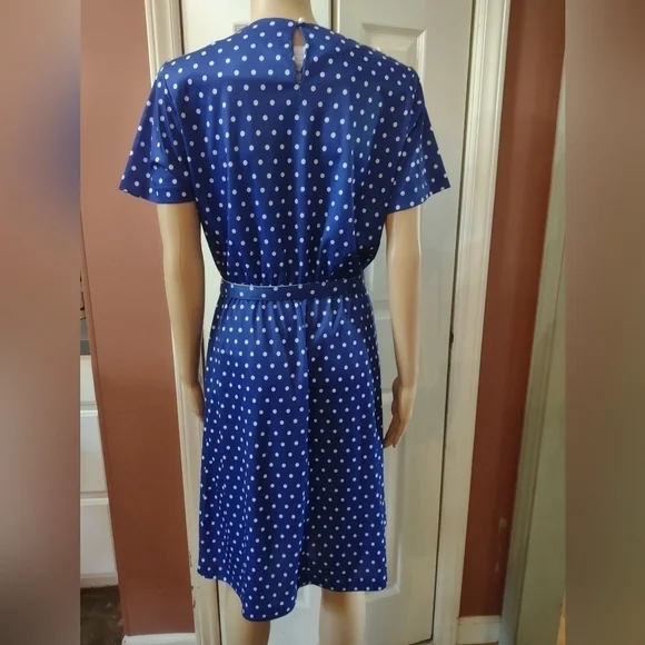 Anthony Richards women's size 8 petite blue with polka dot dress - Picture 6 of 8
